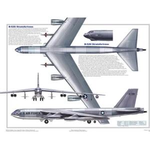 B-52 Three Views Military Airplane Educational Poster 24x18