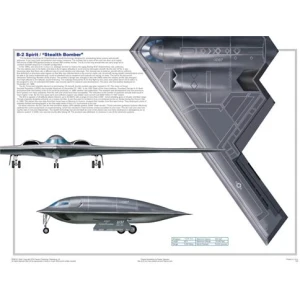 B-2 Three Views Military Airplane Educational Poster 24x18