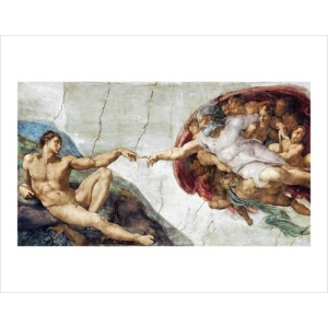 The Creation of Adam Hands by Michelangelo Mini Poster - 14" x 11"