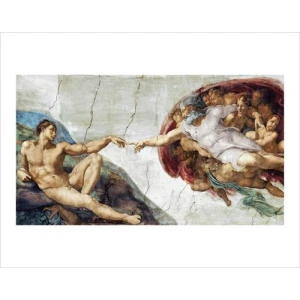 The Creation of Adam Hands by Michelangelo Mini Poster - 14" x 11"