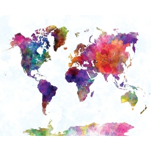 World Map II Watercolor Poster - 16" x 20"
