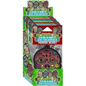 All Saints Day - Glow in the Dark Voodoo Berry Air Freshener Display 12 Ct