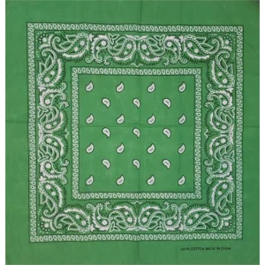 Paisley Bandana Green 21" x 21" - Cotton