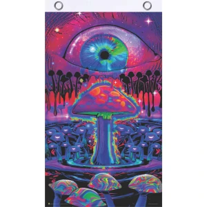 Mushrooms Blacklight Reactive Fly Flag 3' x 5'