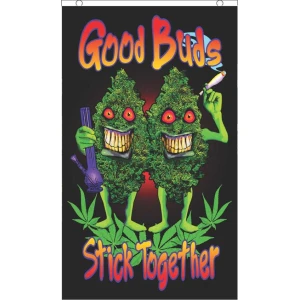 Good Buds Stick Together Blacklight Fly Flag 3' x 5'