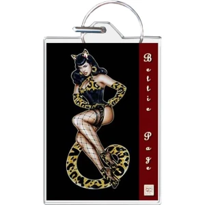 Bettie Page - Tiger Girl Keychain - 1.5" x 2"