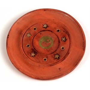 Yin Yang Inlay Wood Incense Burner - Round - 4"