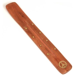 Incense Ash Catcher Brass Inlay - 10" - Peace Sign