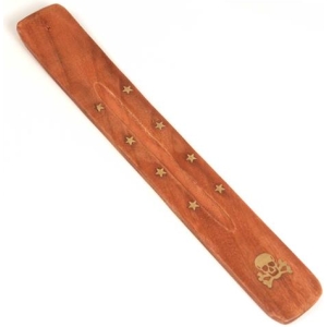 Incense Ash Catcher - Brass Inlay - 10" - Skull & Crossbones