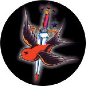 Bird on Dagger Sticker - 2 1/2" Round - Clearance