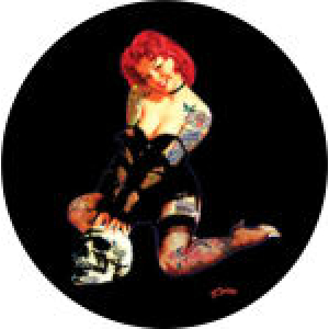 Skull Pin Up Sticker - 2 1/2" Round - Clearance
