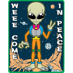 Weee Come In Peace - Large - 4.5" x 6" - Rectangle Sticker