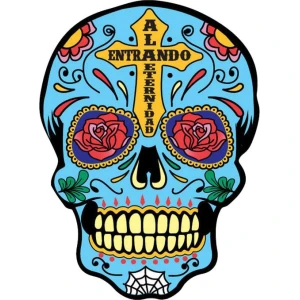 Blue Day of the Dead Sugar Skull - Large - 4.5" x 6" - Die Cut Sticker
