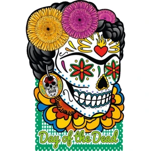 Day of the Dead Frida Skull - Large - 4.5" x 6" - Die Cut Sticker