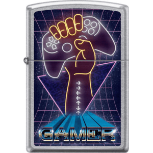 Gamer Satin Chrome Zippo Lighter