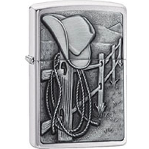 Resting Cowboy Brushed Chrome Zippo Lighter