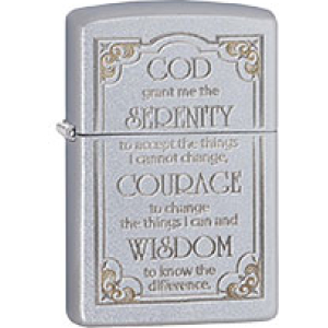 Serenity Prayer Satin Chrome Zippo Lighter