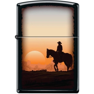 Cowboy Sunset Black Matte Zippo Lighter