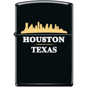 Houston Skyline Black Matte Zippo Lighter