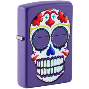 Sugar Skull Design Purple Matte Zippo Lighter