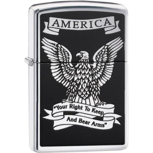 Black and White Americana High Polish Chrome Zippo Lighter