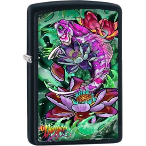 James Danger Harvey - Koi Black Matte Zippo Lighter