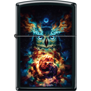 Aurowla Owl by JoJoe Black Matte Zippo Lighter