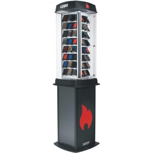 96 Piece Zippo Display - Light & Motion Floor w/ Lock & Stand