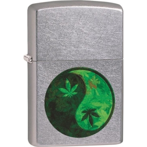 Marijuana Leaf Yin Yang Zippo Lighter - Street Chrome