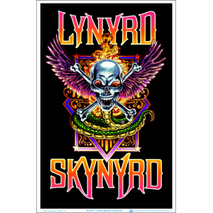 Lynyrd Skynyrd Crossbones Flocked Blacklight Poster - 23" x 35"