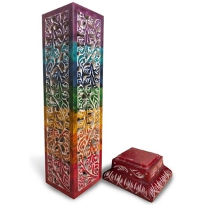 Soapstone Incense Tower Rasta Design