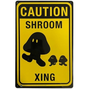 Shroom Crossing Tin Sign - 20x30cm - 7.87" x 11.81"