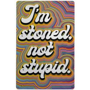 I'm Stoned Not Stupid Tin Sign - 20x30cm - 7.87" x 11.81"