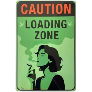 Caution Loading Zone Smoking Tin Sign - 20x30cm - 7.87" x 11.81"
