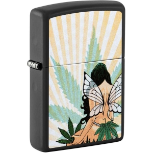 Cannabis Fairy Black Matte Design Zippo Lighter