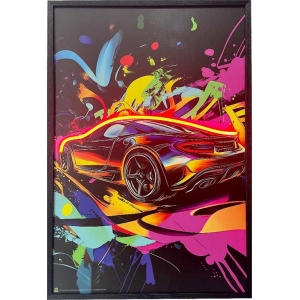 Exotic Sports Car Framed LED Neon Light Canvas Print - 24" x 36"