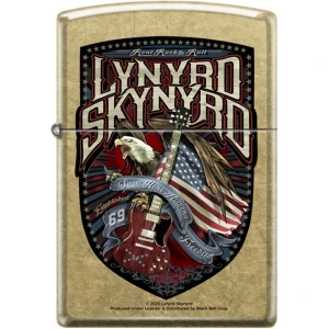 Lynyrd Skynyrd Tumbled Brass Lustre - Black Ball Exclusive Zippo Lighter