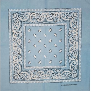 Paisley Bandana Sky Blue 21" x 21" - Cotton