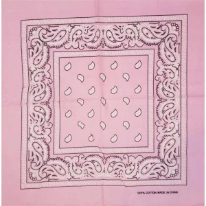 Paisley Bandana Pink 21" x 21" - Cotton
