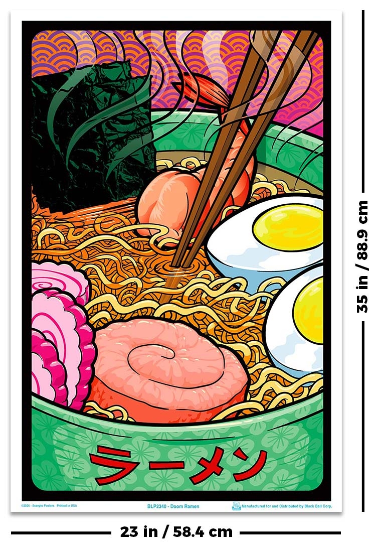 BLP2340-Dim Doom Ramen Black Light Poster Image with Dims