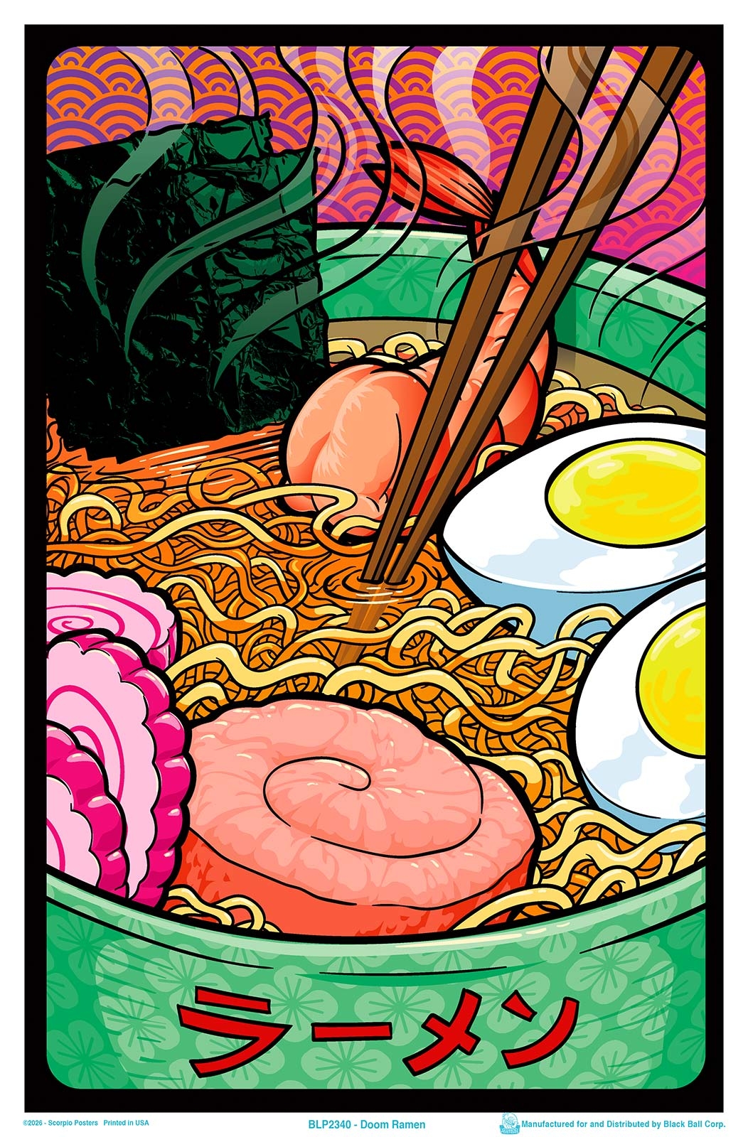 BLP2340_Doom-Ramen Doom Ramen Flocked Blacklight Poster